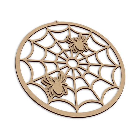 Wooden Creepy Halloween Spiders Web Sign, a spooky Halloween wall and door decoration.