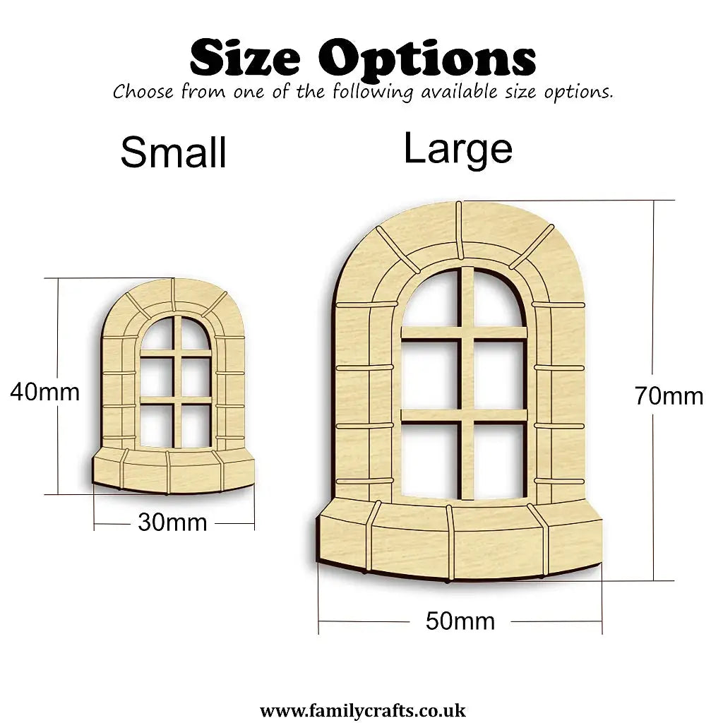 stone effect fairy door window size options