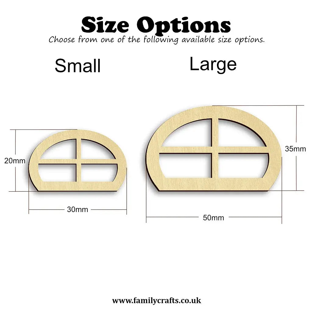 fairy door curved window size options
