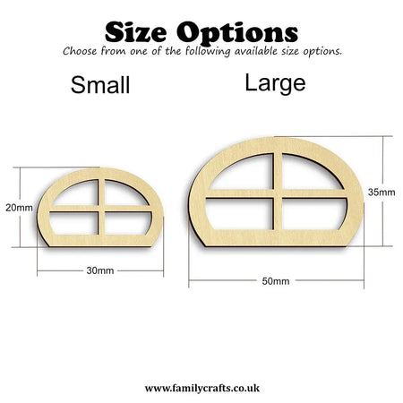 fairy door curved window size options