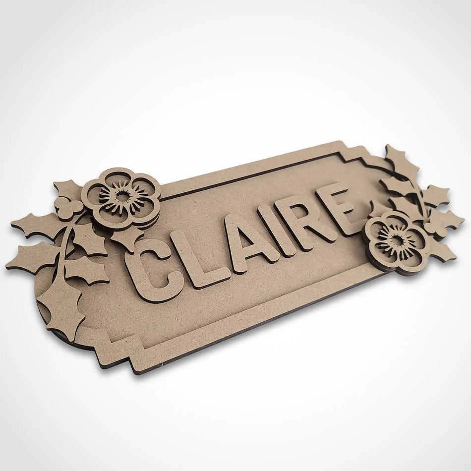 Personalised Holly Floral Themed Name Sign