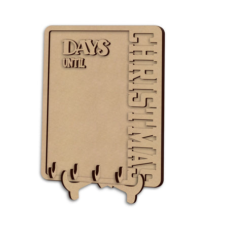 A wooden Christmas countdown sign featuring the words 'DAYS UNTIL CHRISTMAS', displayed on a clean white background.