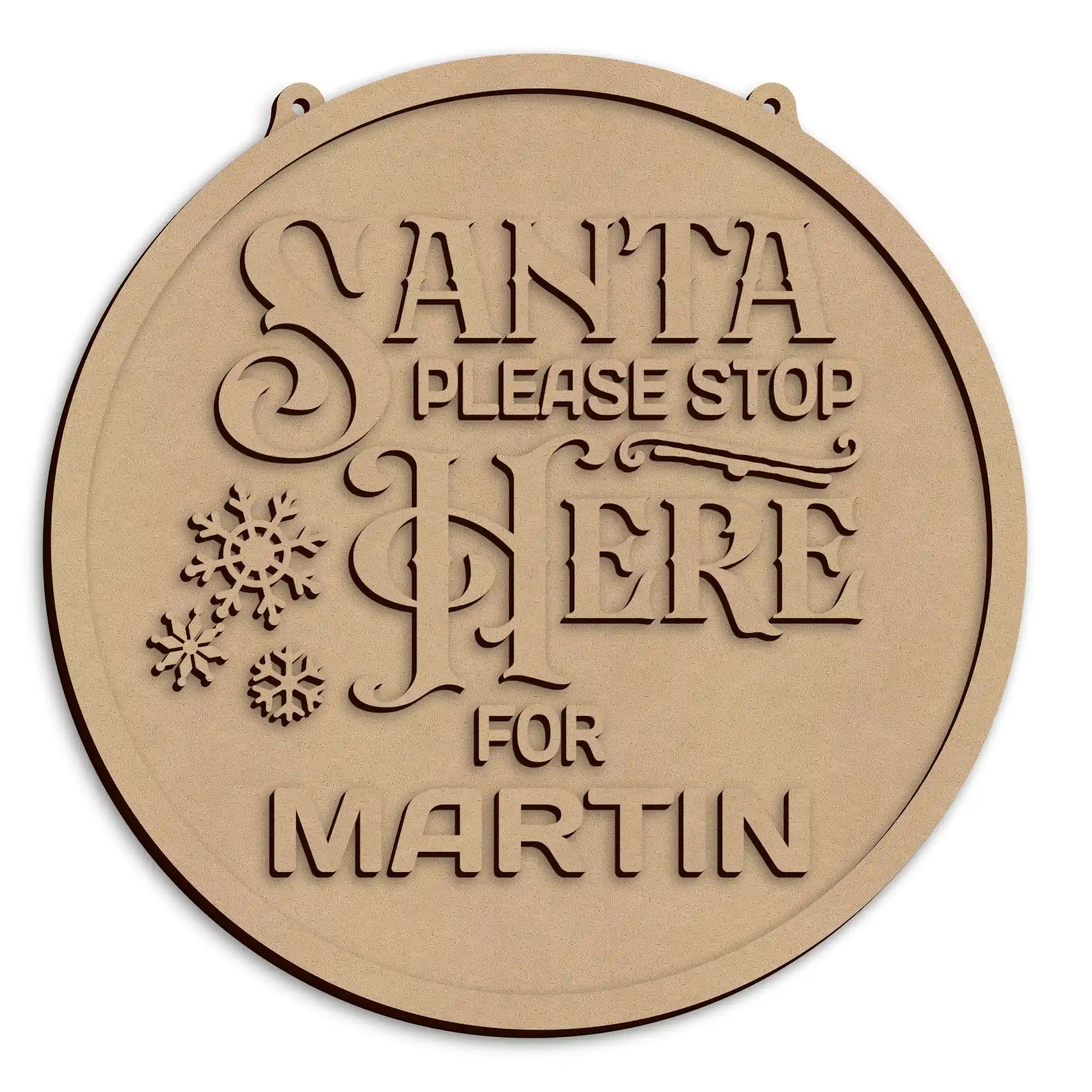 Decorative laser cut wooden Christmas wall sign ready to paint and display for festive home décor.