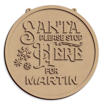 Decorative laser cut wooden Christmas wall sign ready to paint and display for festive home décor.
