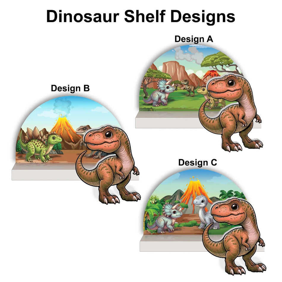 Prehistoric Dinosaur Themed Wooden Shelf