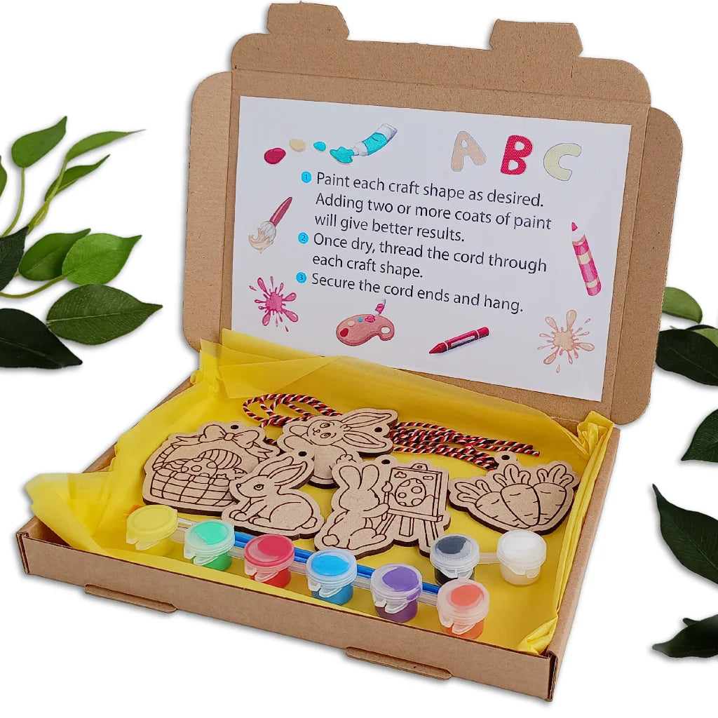 Wooden craft kit with paint supplies and instructions