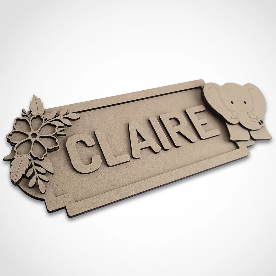 Personalised Elephant Jungle Themed Name Sign