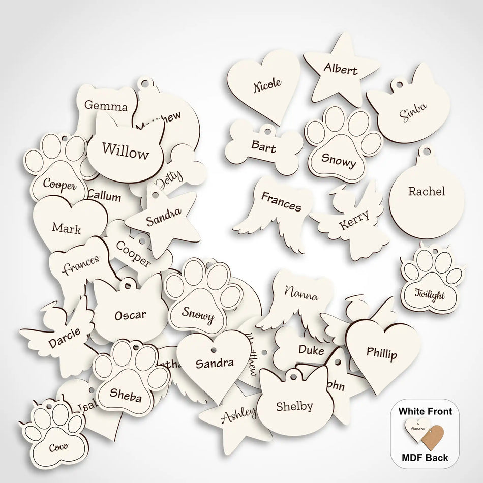Engraved Wooden White MDF Hearts and Shapes