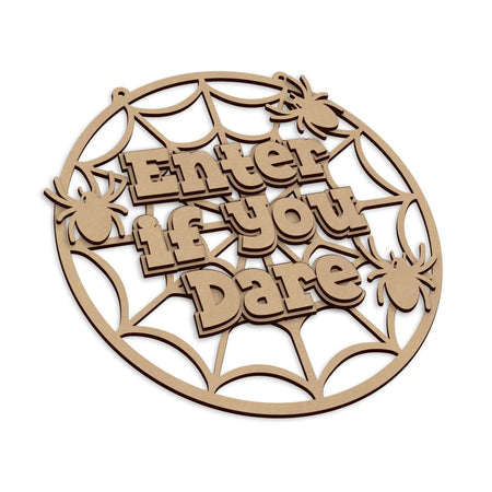Wooden Enter If You Dare Halloween Sign wall decoration.