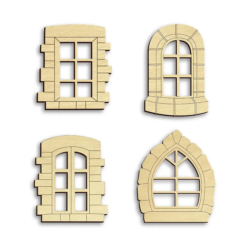 fairy door windows with stone effect detail