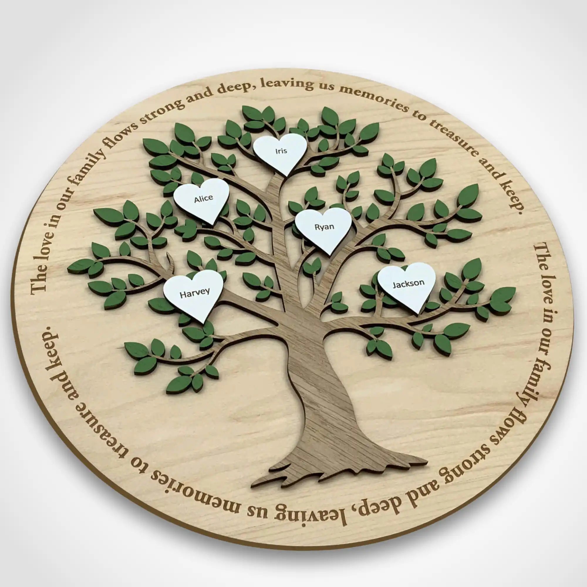 Personalised Family tree with quote around the edge