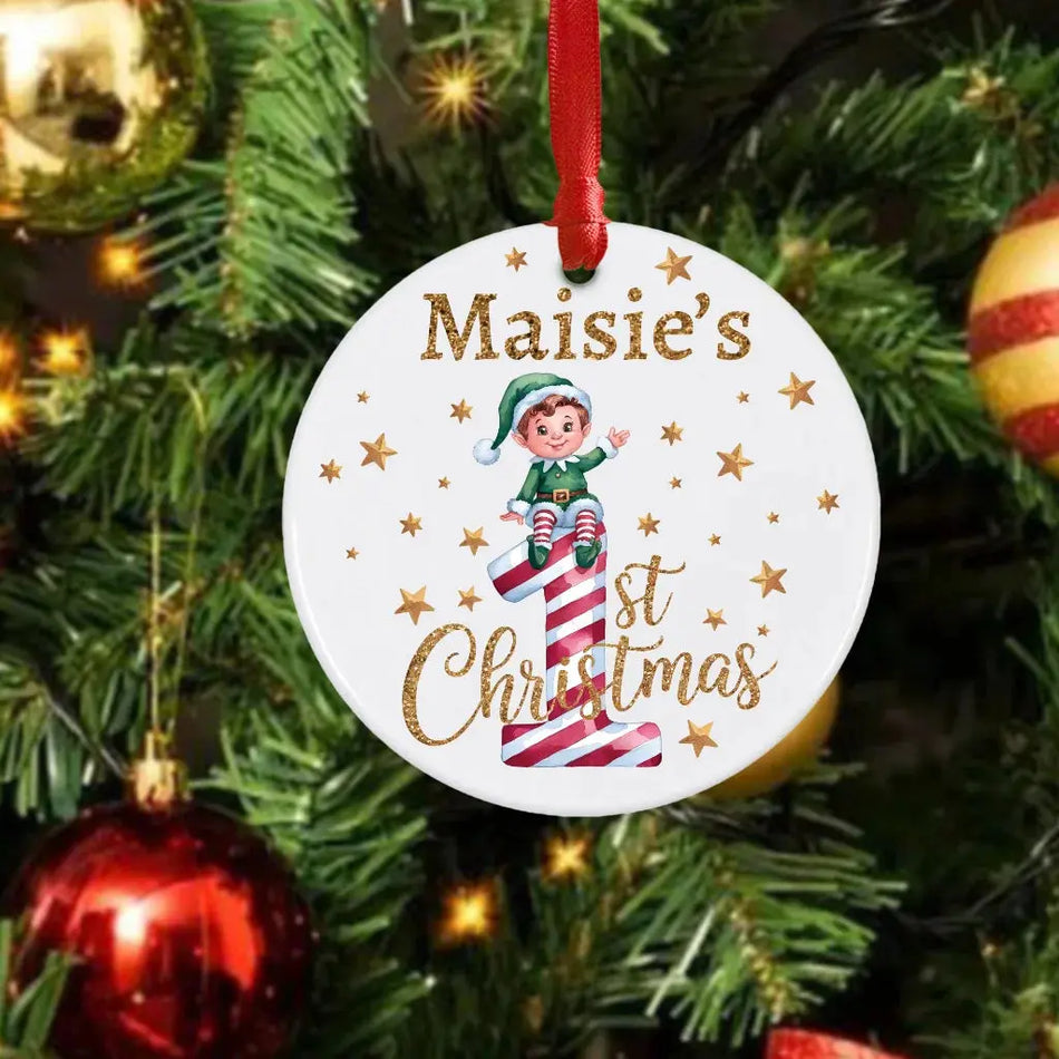 Baby's First Christmas Elf Bauble