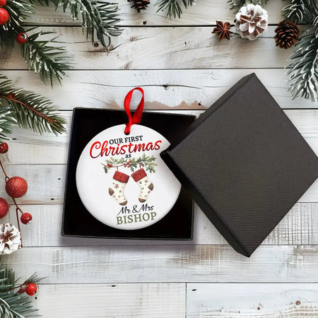 Newlyweds Ceramic Christmas Tree Ornament