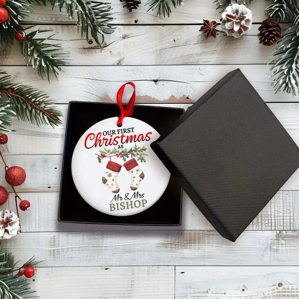 Newlyweds Ceramic Christmas Tree Ornament