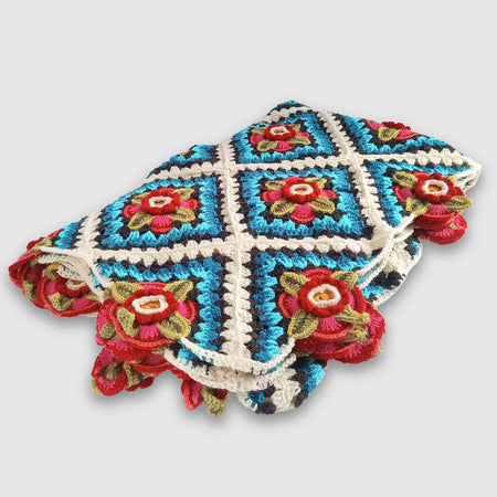 Diamond Flower Granny Squares Blanket