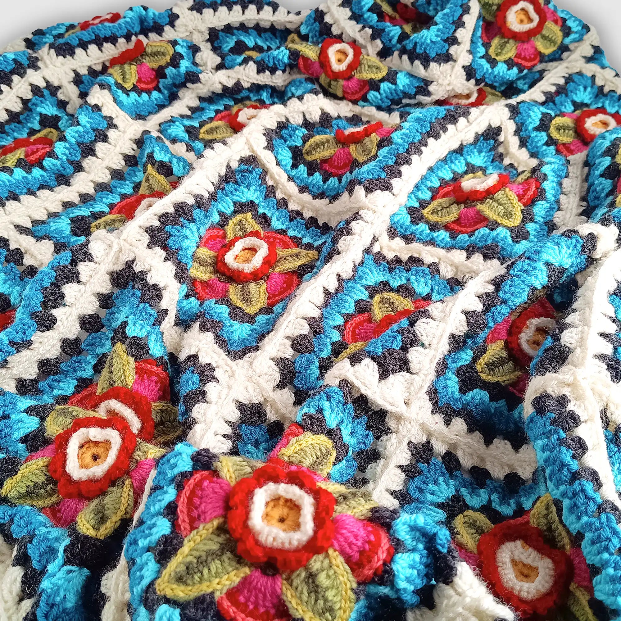 3D Flowers Crocheted Throw