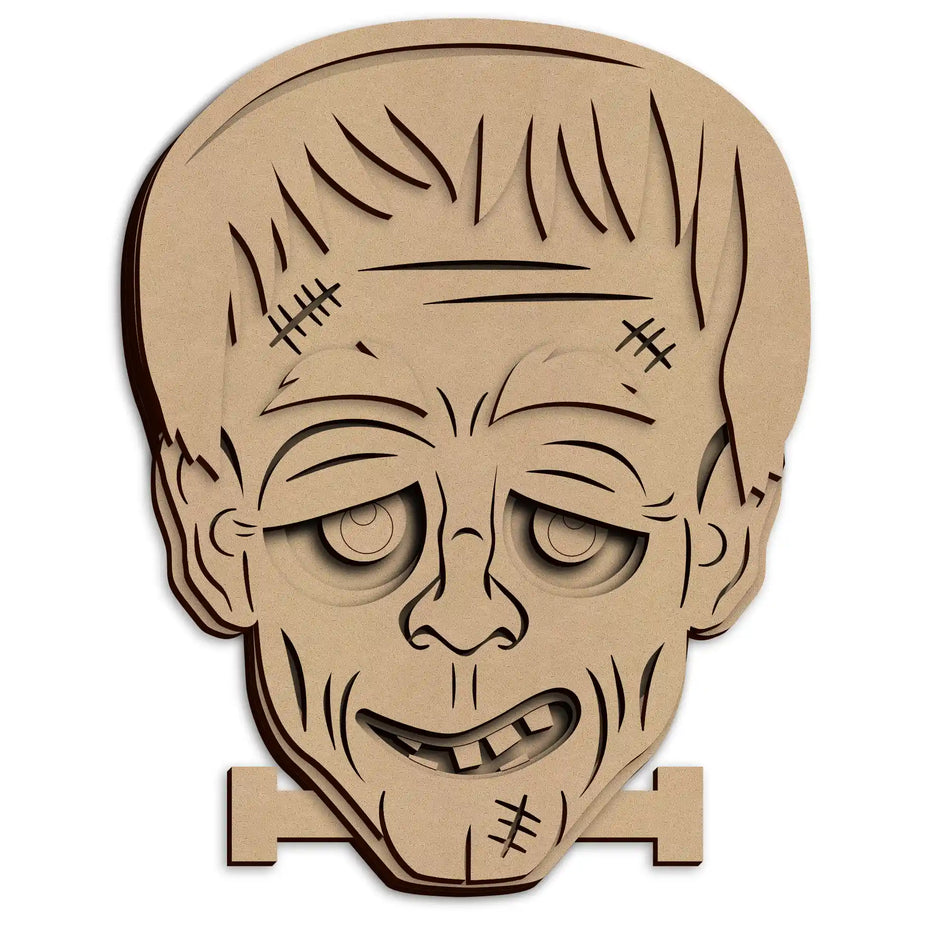 Spooky Halloween Frankenstein Face Wall Plaque