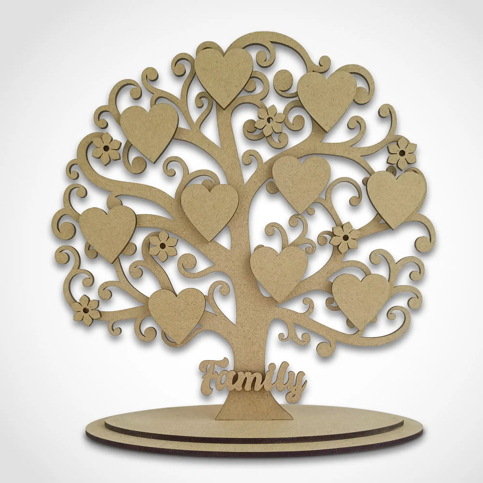 Freestanding Curly Branch Family Tree with Hearts