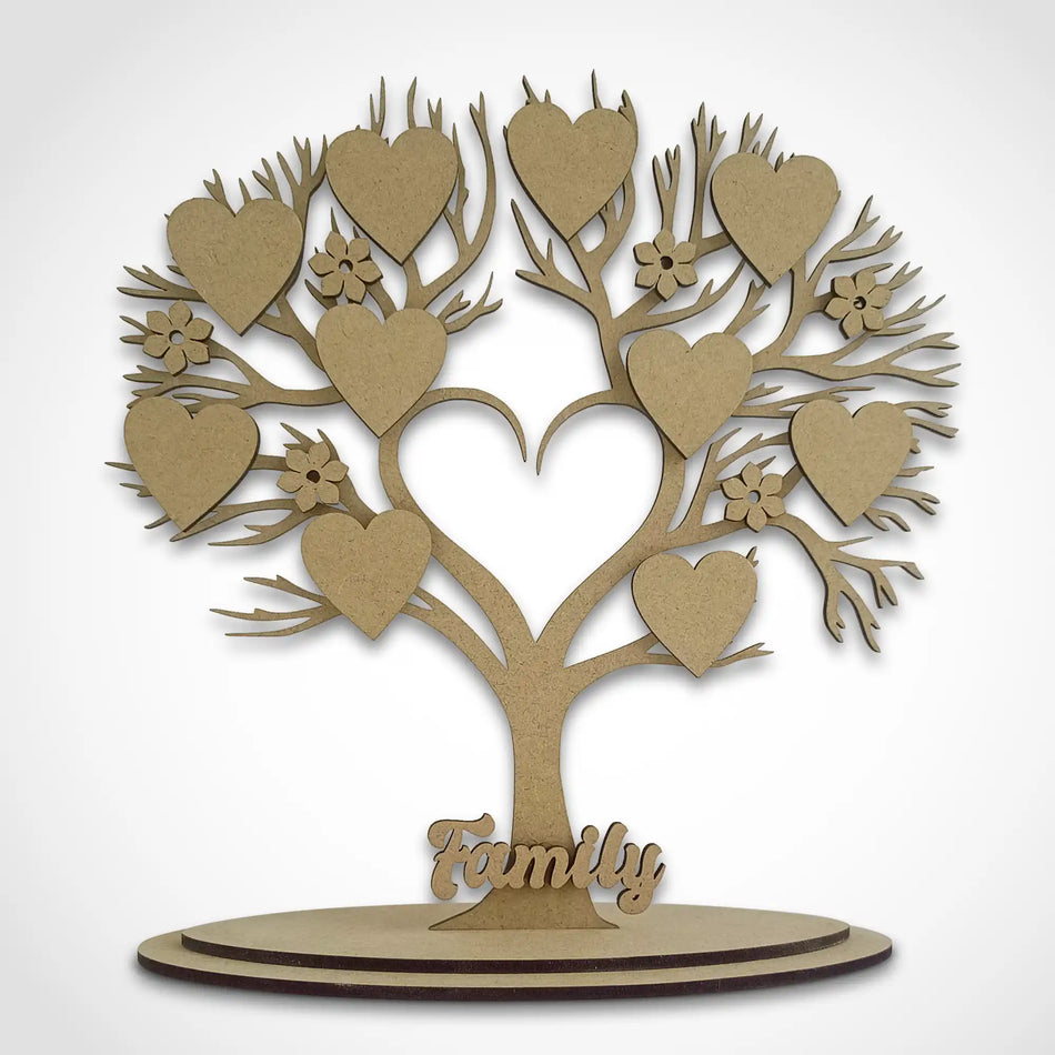 Freestanding Heart Branch Family Tree with Hearts