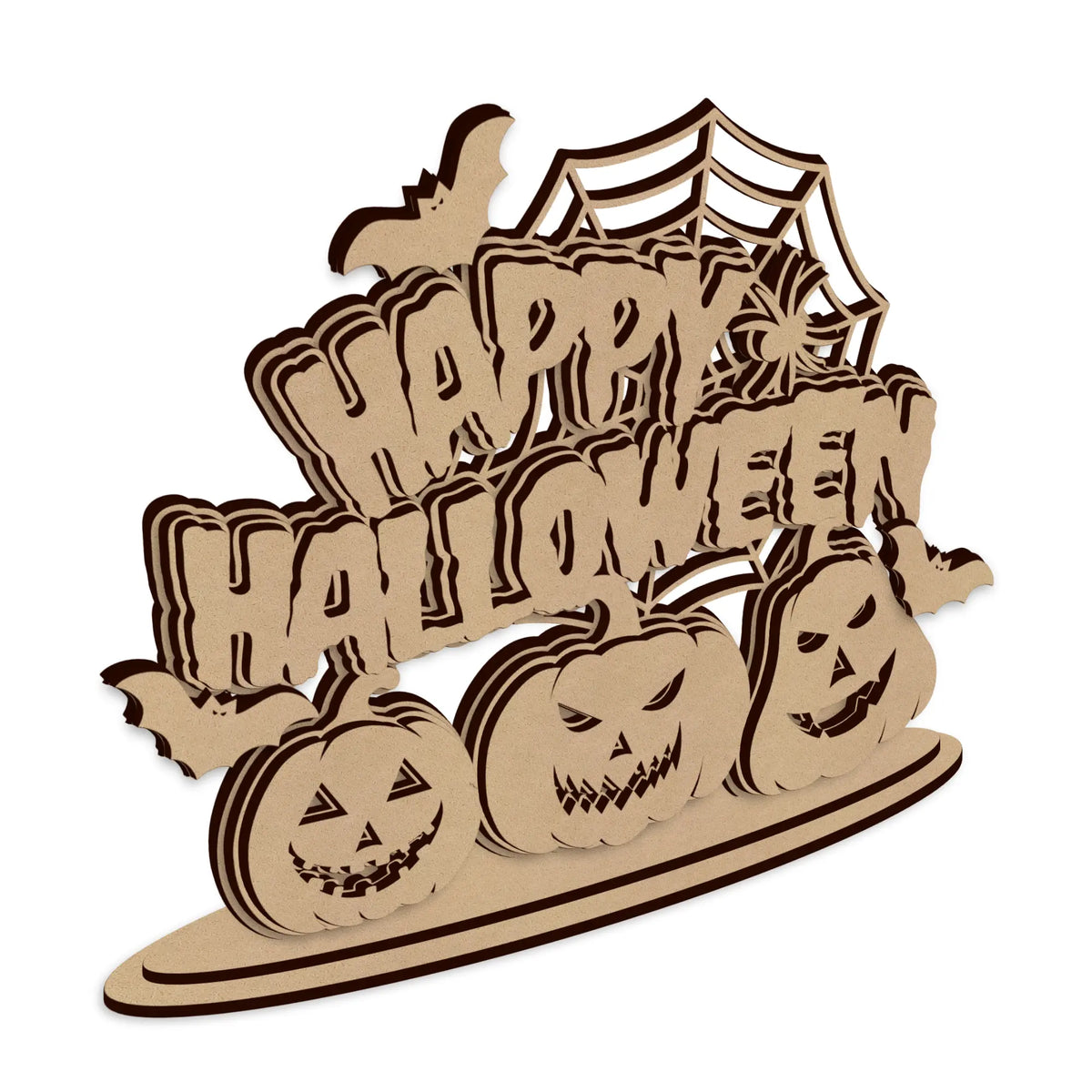 Laser cut Freestanding Spooky Pumpkins Halloween Decor, ready to decorate for your Halloween table and shelf decoration.