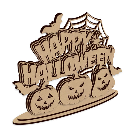 Laser cut Freestanding Spooky Pumpkins Halloween Decor, ready to decorate for your Halloween table and shelf decoration.