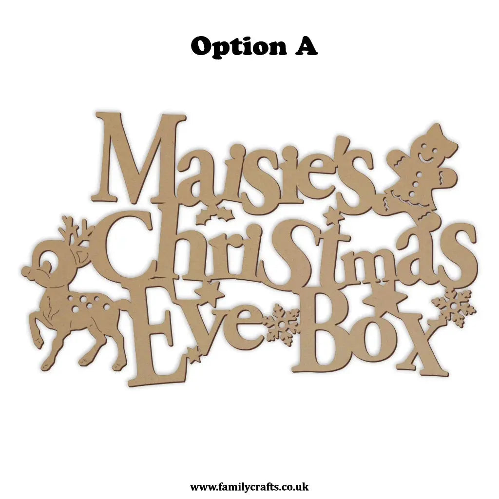 Christmas Eve Box topper with funky font a