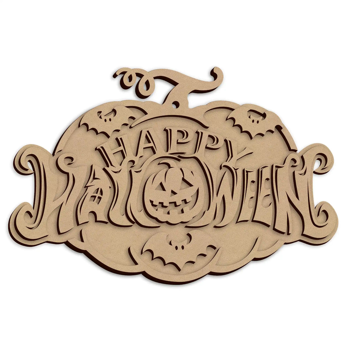 Halloween Pumpkin Wall Plaque laser cut from MDF for spooky seasonal decorating.