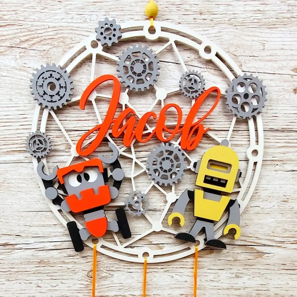 Hand Painted Personalised Robot Dream Catcher