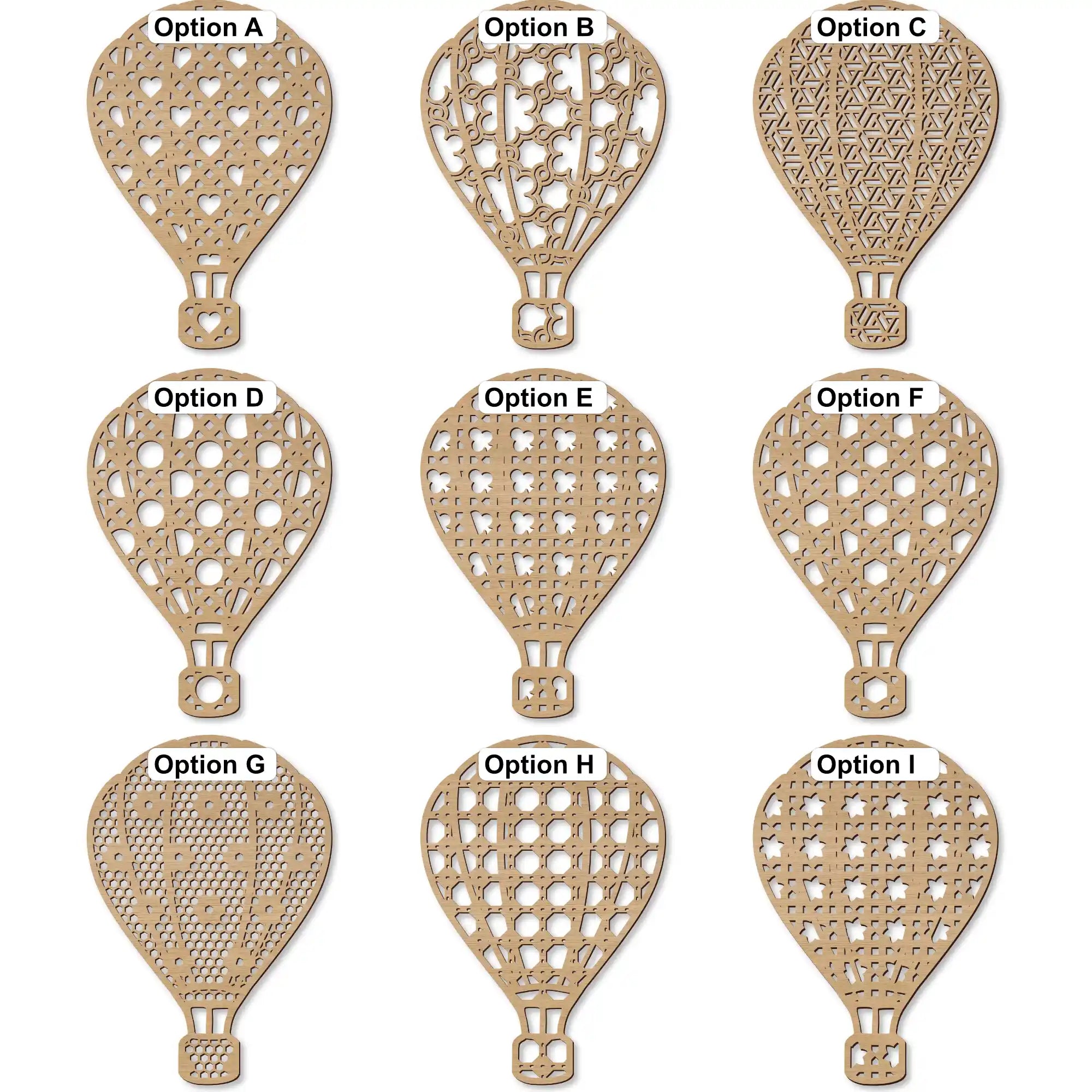 handcrafted rattan hot air balloon pattern options
