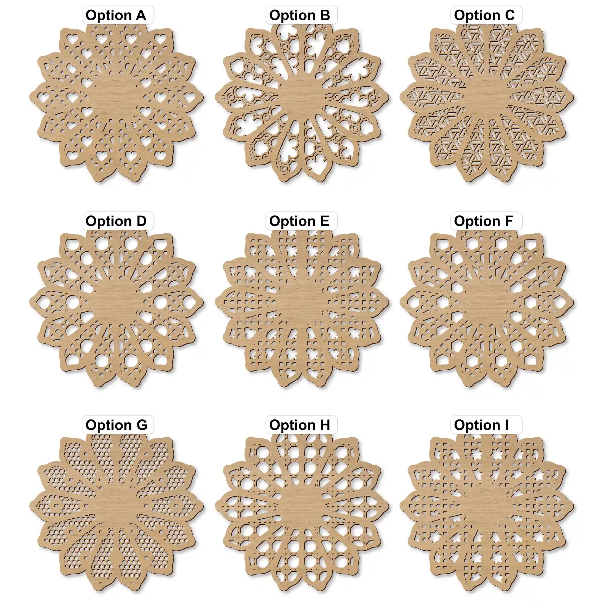 handcrafted rattan flower pattern options