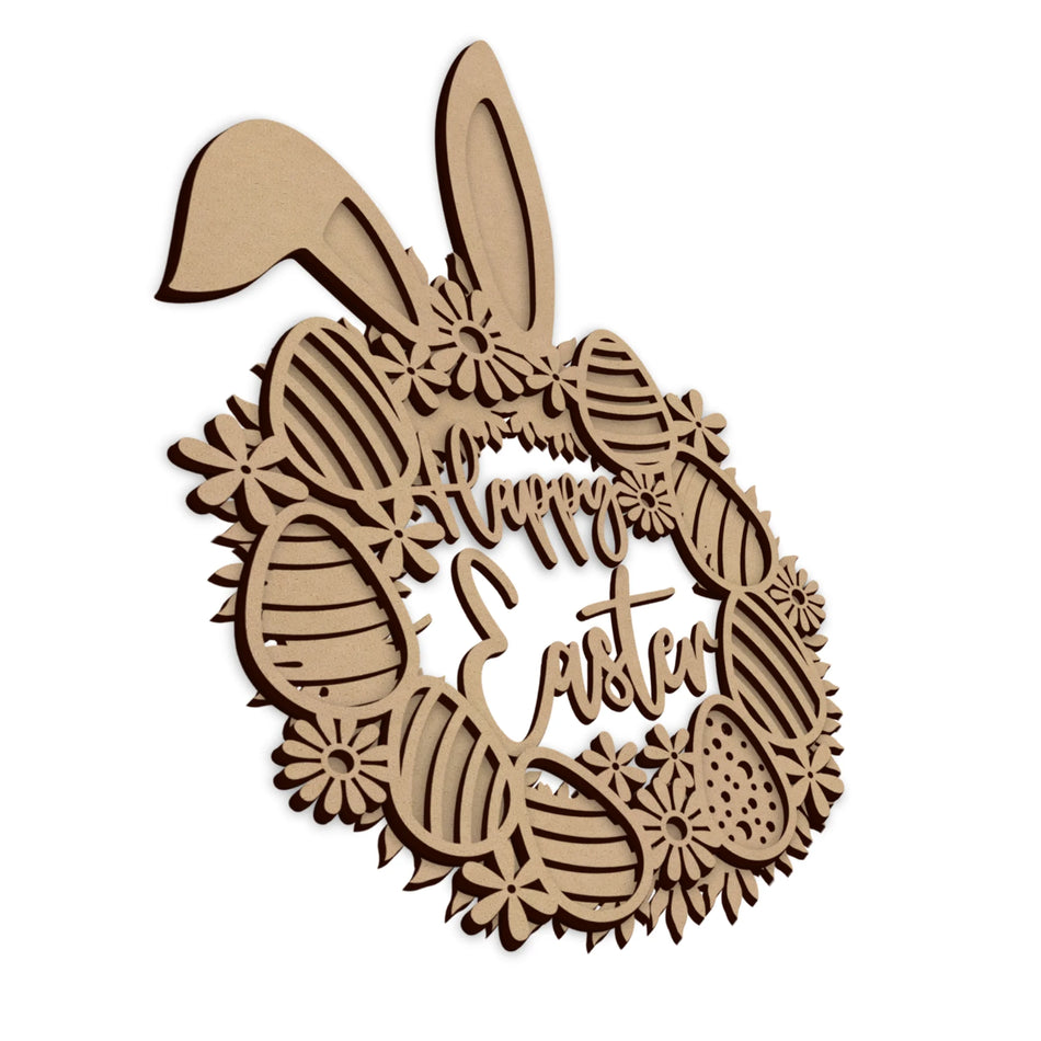 Happy Easter Bunny Ears Wreath