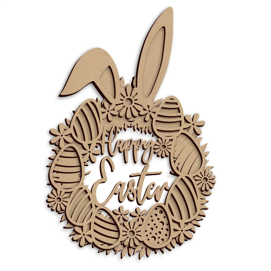 Happy Easter Bunny Ears Wreath