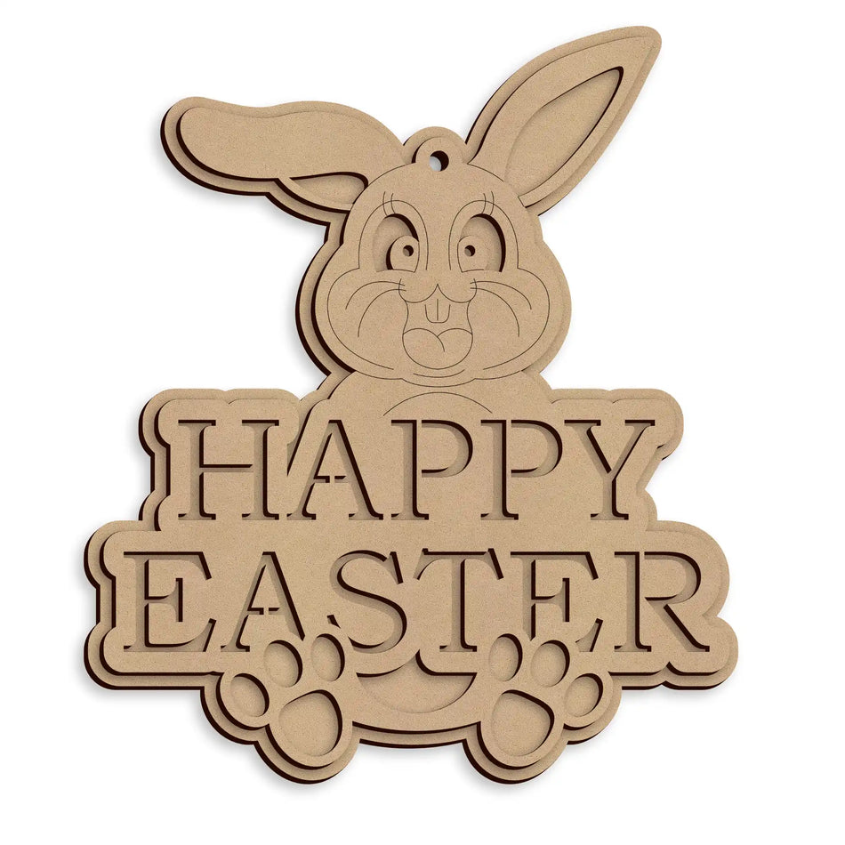 Happy Easter Bunny Plaque – Layered Easter Bunny Sign