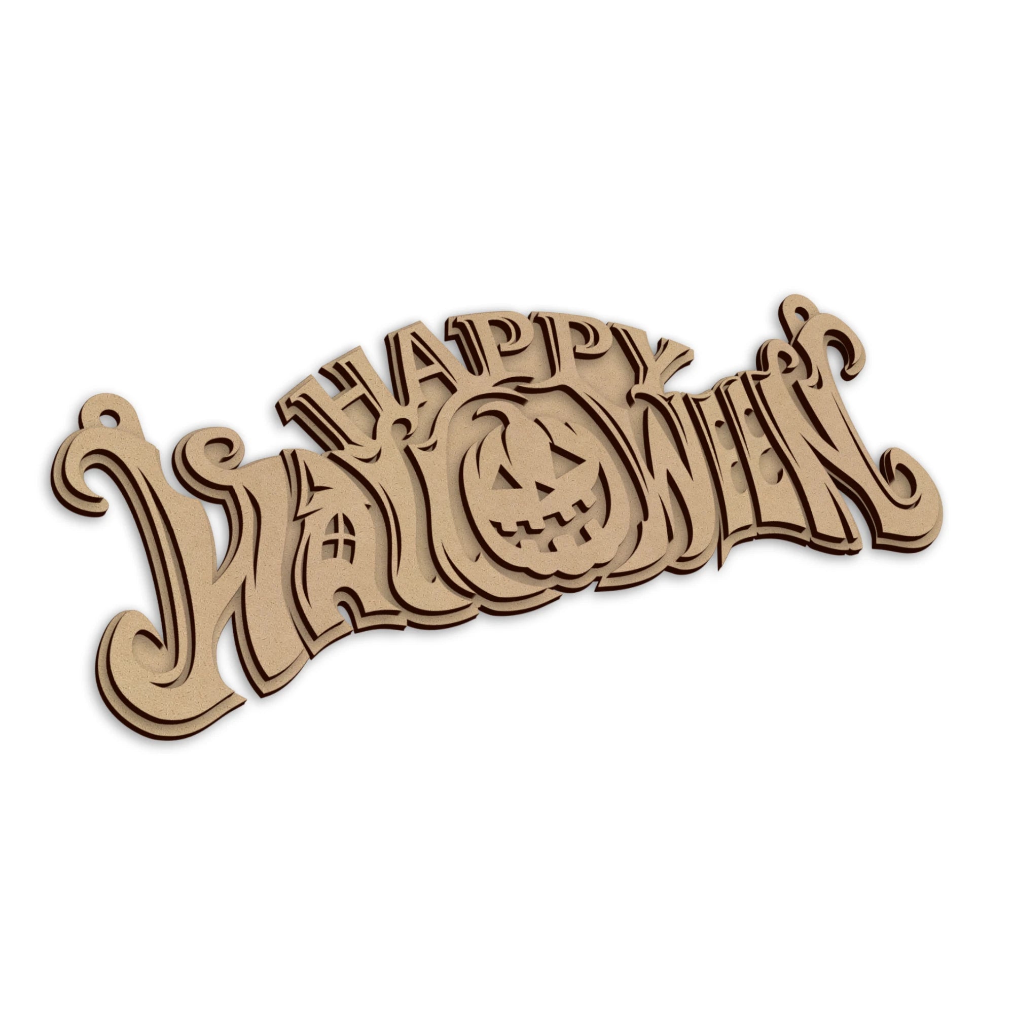 Wooden Happy Halloween Pumpkin Sign for seasonal home decoration.