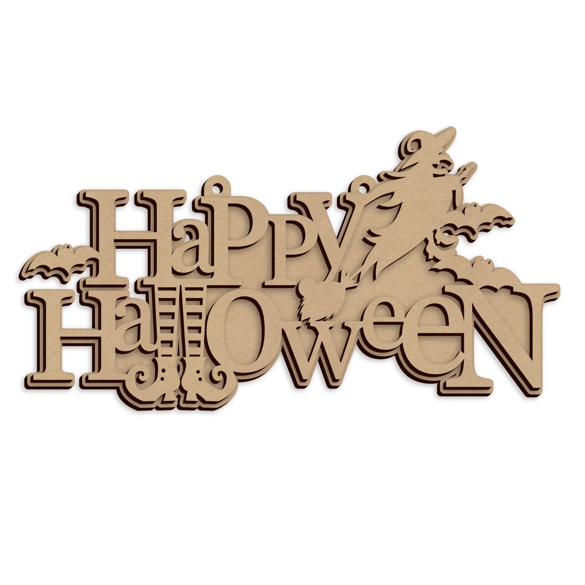 Laser cut Happy Halloween Scary Wall Sign made from MDF ready for decorating