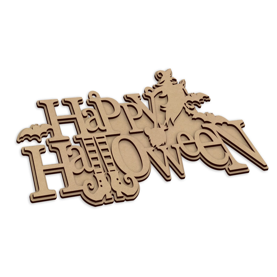 Wooden Happy Halloween Scary Wall Sign, seasonal wall decorating.