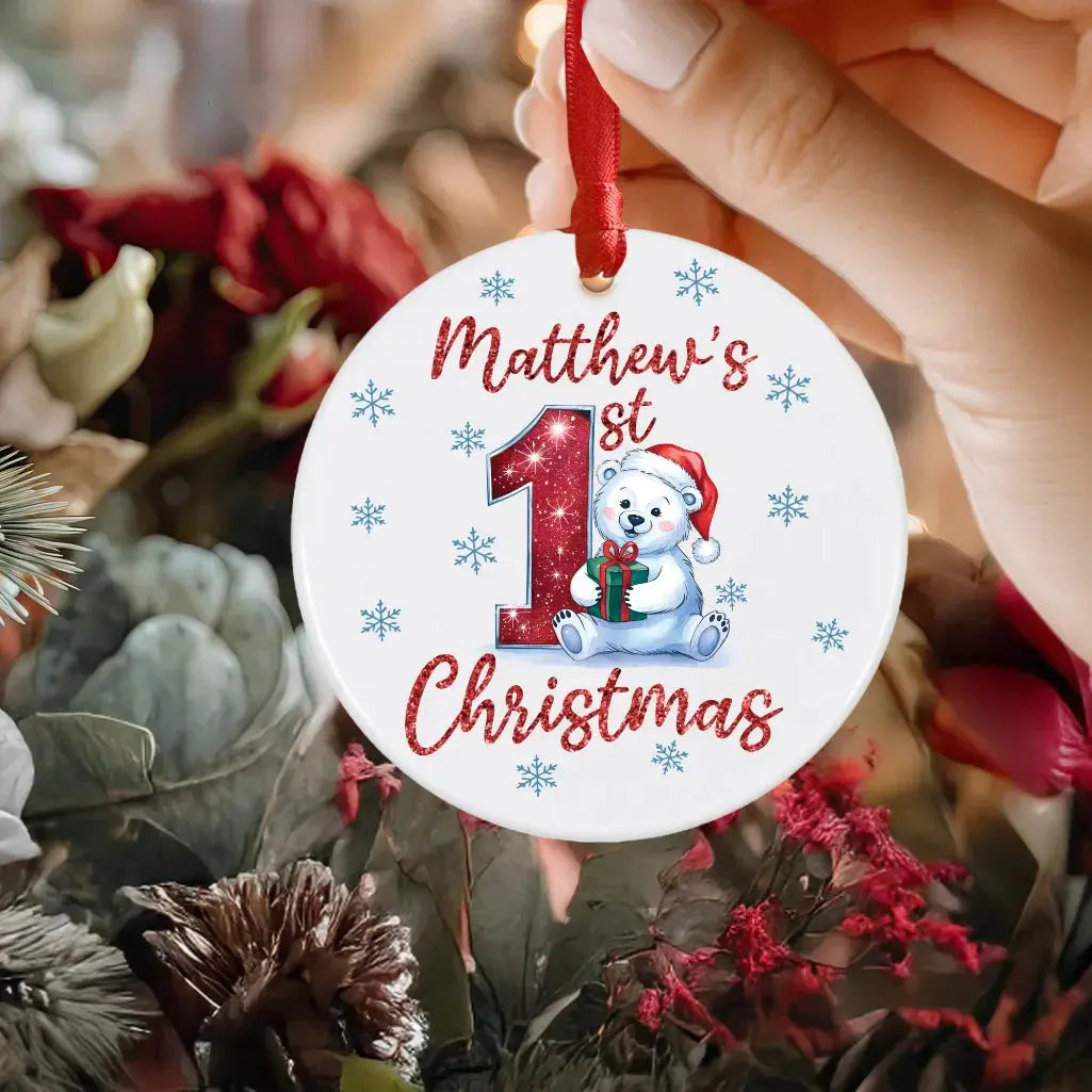 Baby First Milestone Ceramic Christmas Tree Ornament
