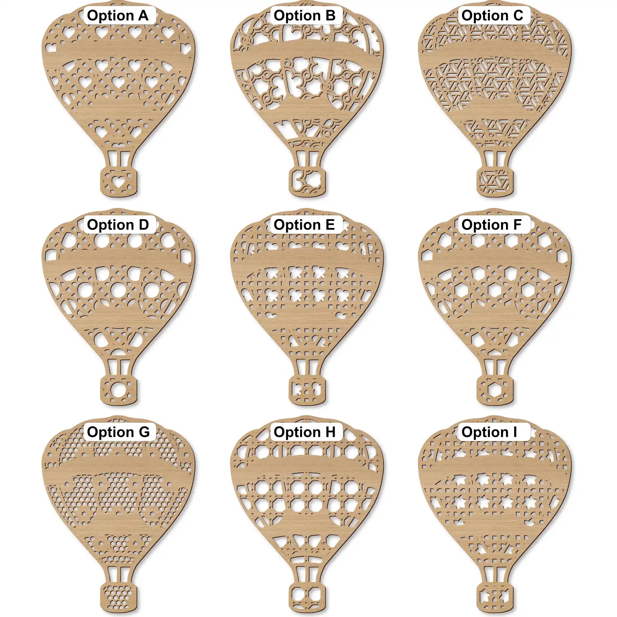 personalised hot air balloon rattan pattern options