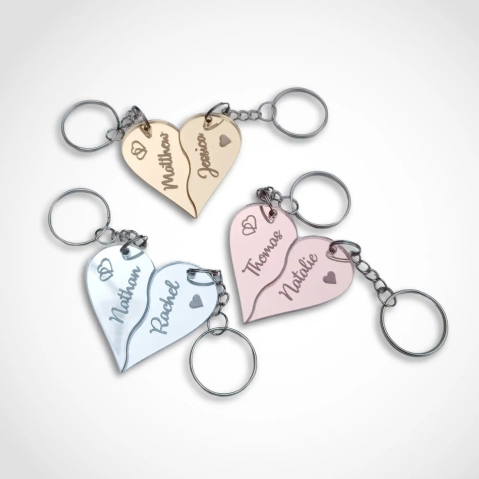 Personalised Acrylic Heart Keyrings