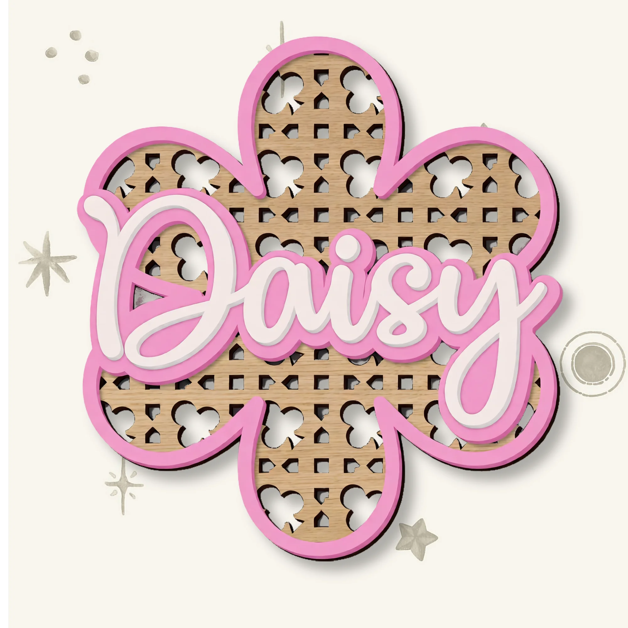 Luxury wooden personalised nursery name sign with floral detail