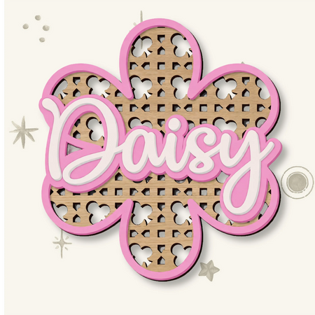 Luxury wooden personalised nursery name sign with floral detail