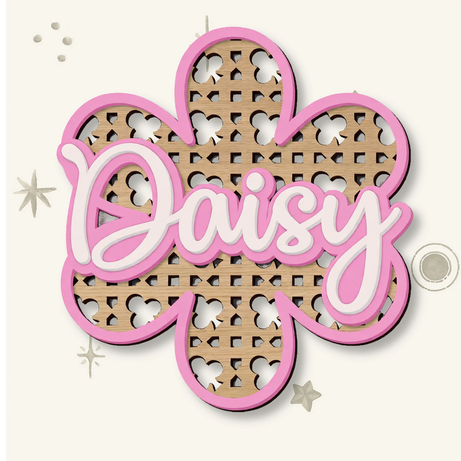 Luxury wooden personalised nursery name sign with floral detail