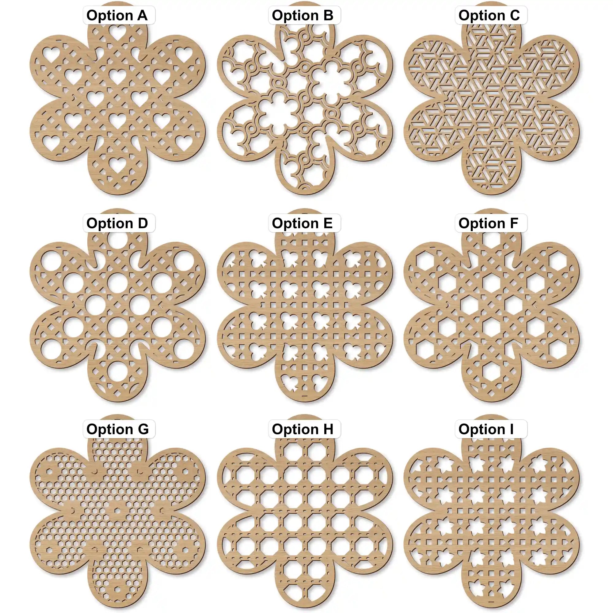 luxury rattan flower pattern options