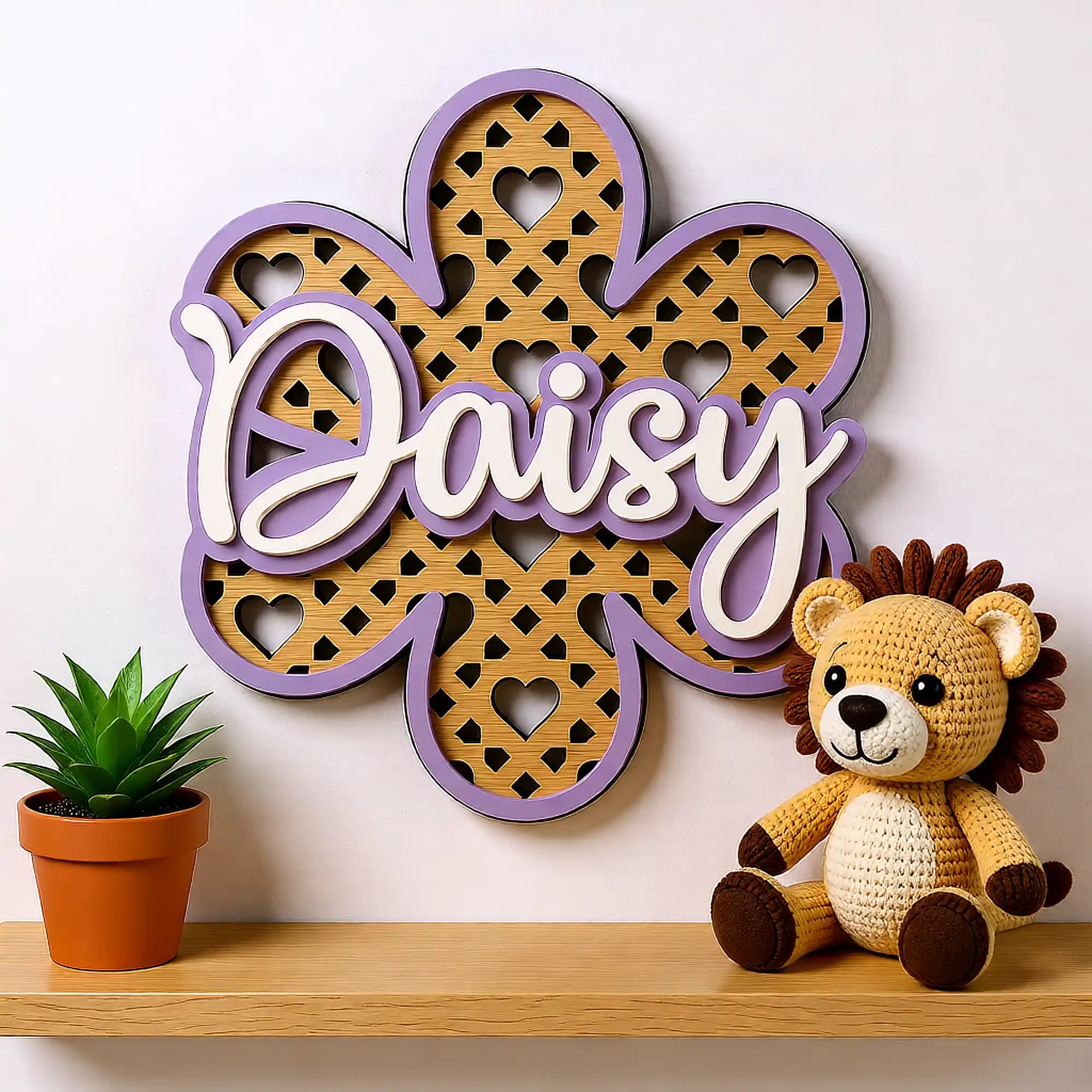 Premium baby name wall art with glossy acrylic lettering