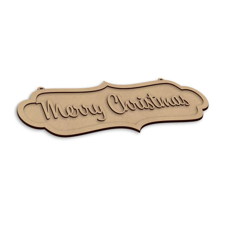 A decorative  'Merry Christmas' wooden sign, shown on a plain white background.