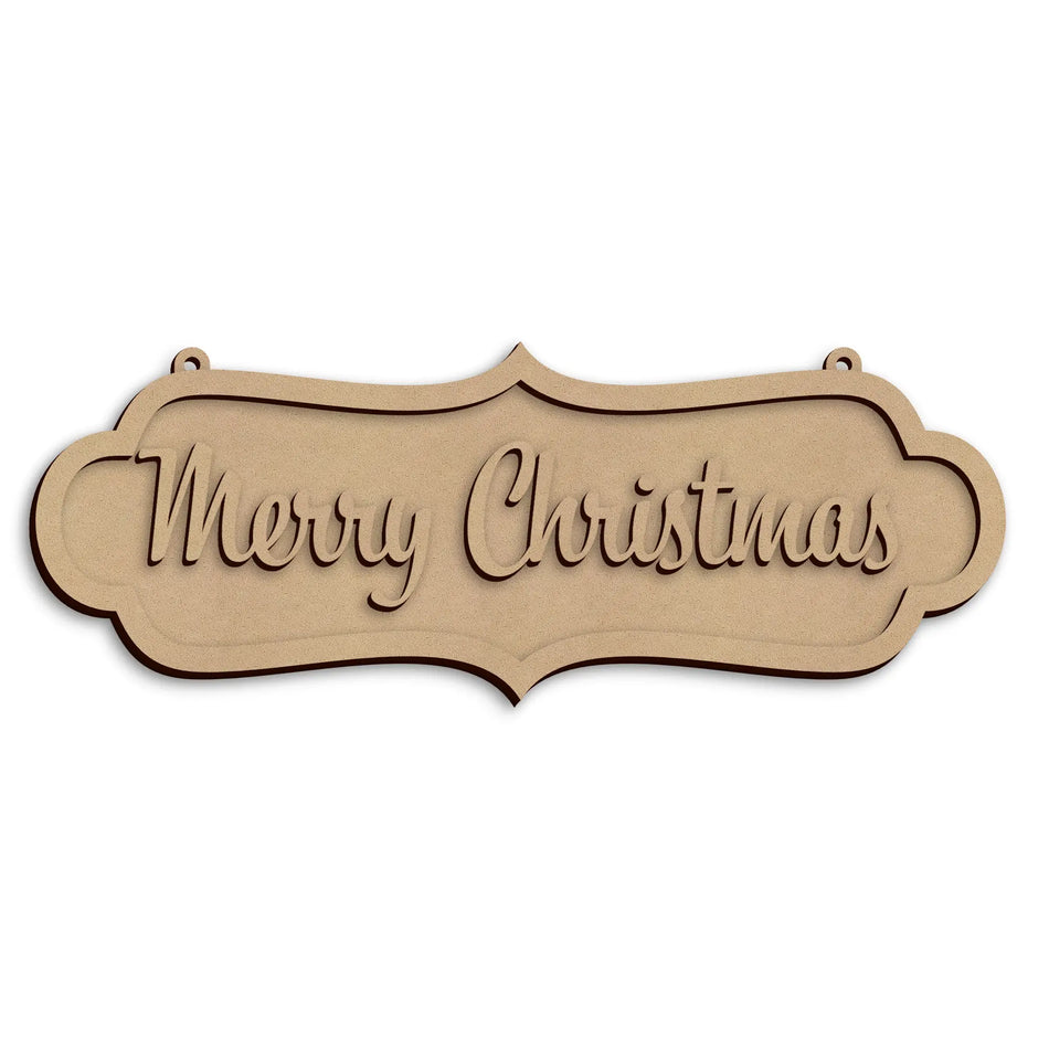 Merry Christmas Street Sign wooden festive decoration ready to paint and personalise for Christmas displays.