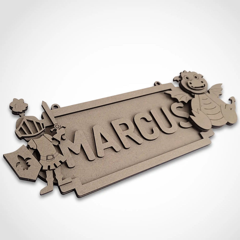 Personalised Knight and Dragon Name Sign