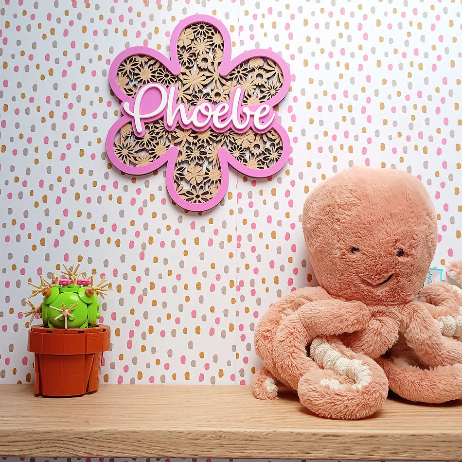 Personalised Floral Rattan Name Sign