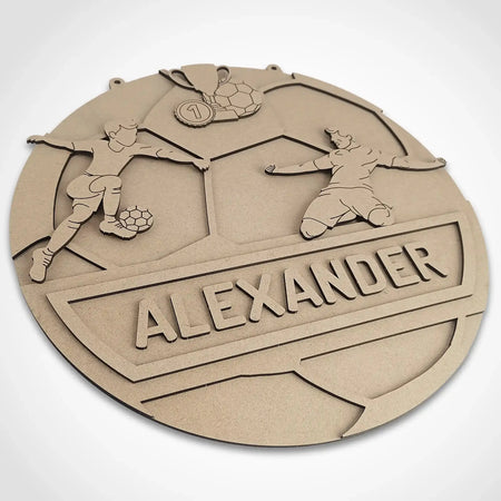 personalised round football themed name sign