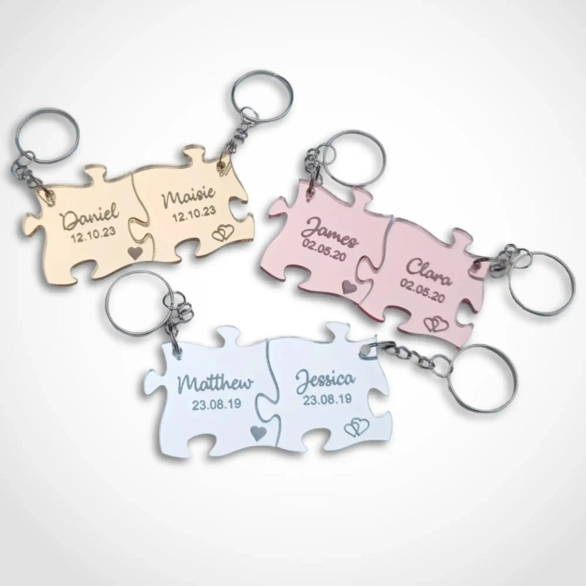 Personalised Acrylic Jigsaw Keyrings Gold